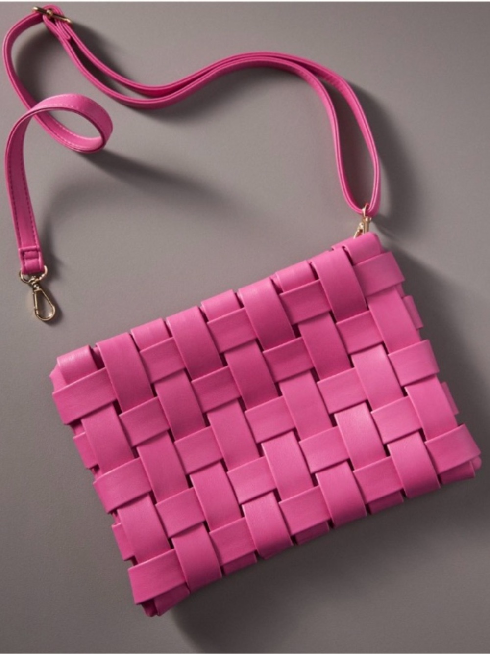 Anthropologie Lindy Woven Clutch/Crossbody in Medium Pink